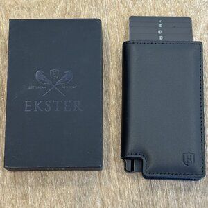 Ekster Leather Parliament Card Wallet Slim in Nappa Black Smart Cash Cards